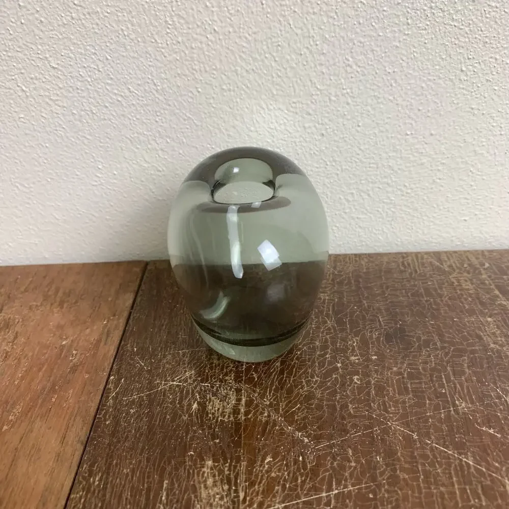 1956 Holmegaard Per Lutken Heart Shaped Grey Blown Glass Vase SIGNED - Picture 4 of 7